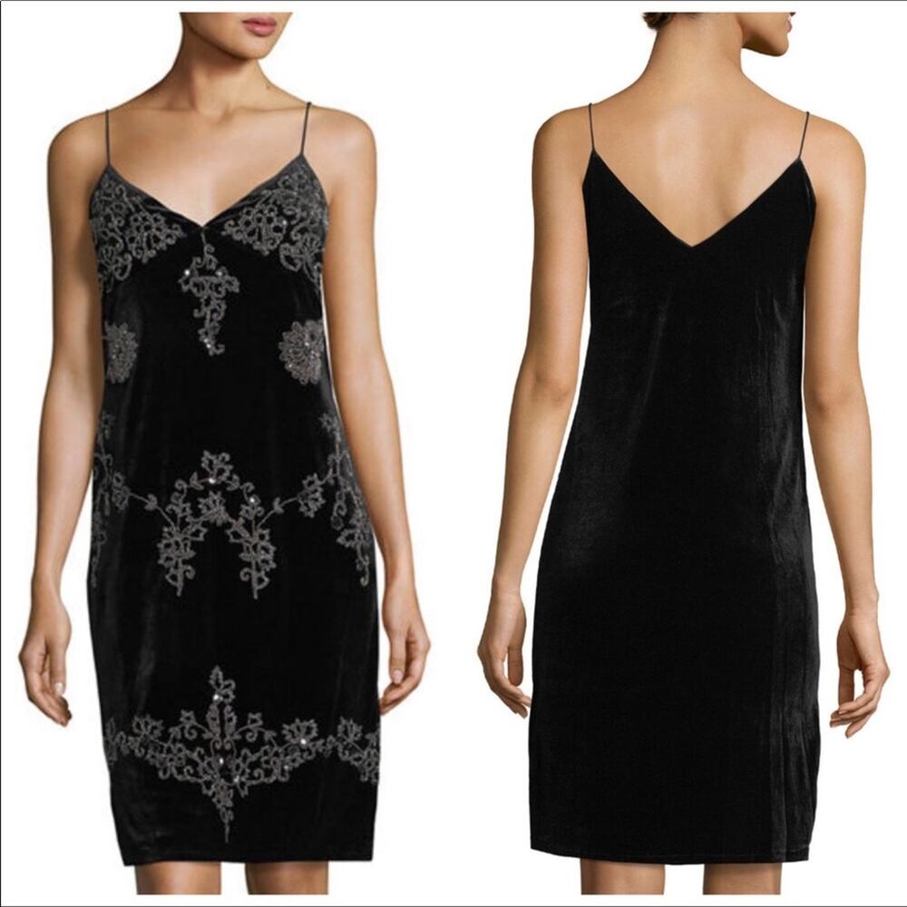 Romeo & Juliet NWT Black Velvet Dress Embellished Silver Beads Holiday